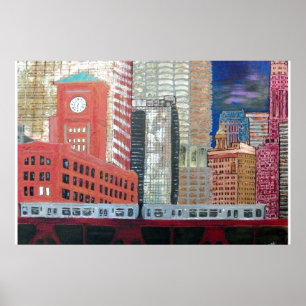 Chicago City mit El Train Poster