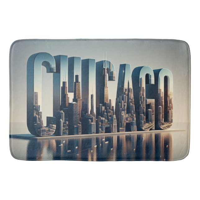 Chicago City mit Wasserreflektion Badematte (Vorderseite)