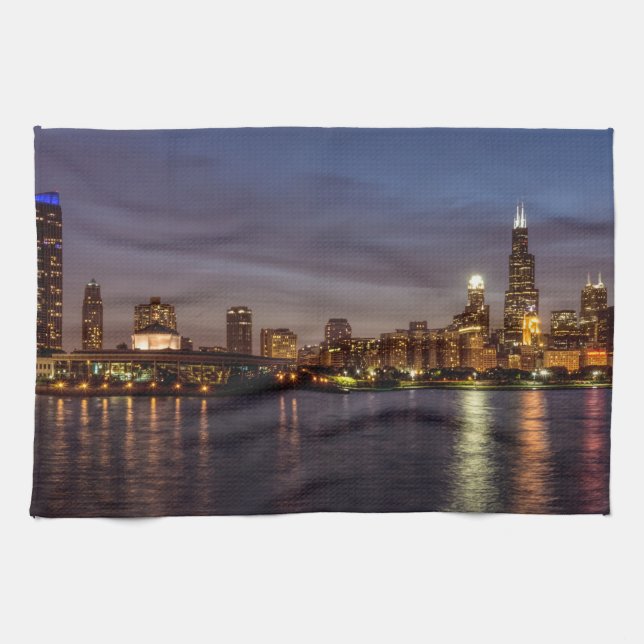 Chicago City Night New Geschirrtuch (Horizontal)
