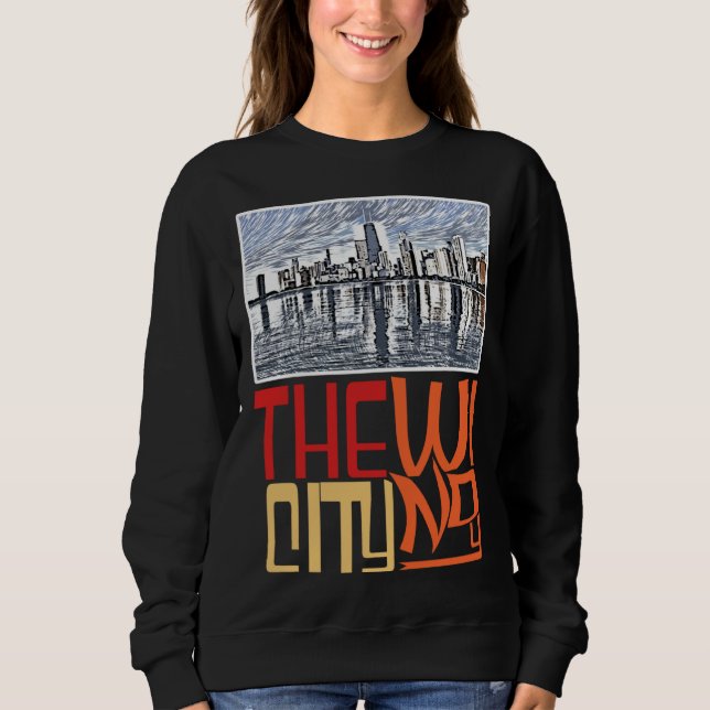 Chicago City Skyline  Chicago Skyline Silhouette Sweatshirt (Vorderseite)