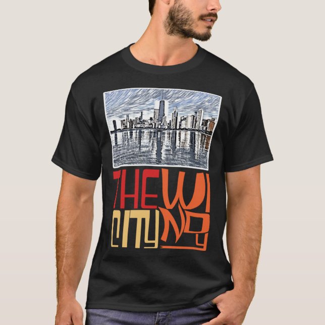 Chicago City Skyline  Chicago Skyline Silhouette T-Shirt (Vorderseite)