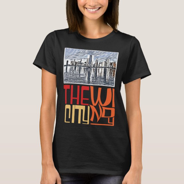 Chicago City Skyline  Chicago Skyline Silhouette T-Shirt (Vorderseite)