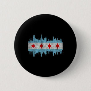Chicago City Skyline Flagge - Vintage Chicago City Button