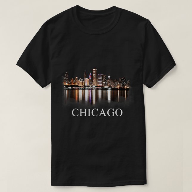 Chicago City Skyline Lights - The Night Chicago Il T-Shirt (Design vorne)