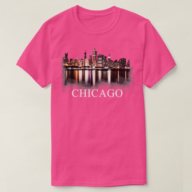Chicago City Skyline Lights - The Night Chicago Il T-Shirt (Design vorne)
