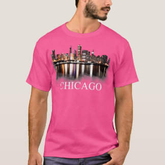 Chicago City Skyline Lights - The Night Chicago Il T-Shirt