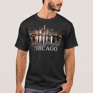 Chicago City Skyline Lights - The Night Chicago Il T-Shirt