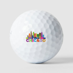 Chicago City Skyline Typografie Golfball