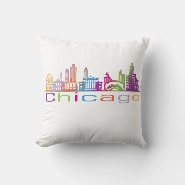 Chicago City Skyline Typografie Hoodie Kissen (Vorderseite)
