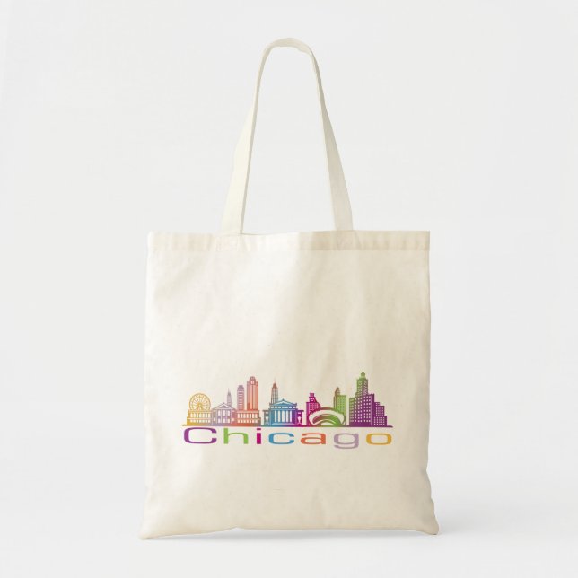 Chicago City Skyline Typografie Hoodie Tragetasche (Vorne)