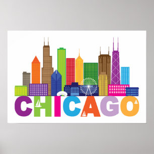 Chicago City Skyline Typografie Poster