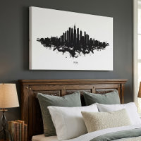 Chicago City Skyline Wasserfarbe Schwarz/Weiß