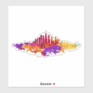 Chicago City Skyline Watercolor auf Weiß Aufkleber