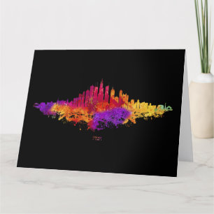 Chicago City Skyline Watercolor auf Weiß Dankeskarte