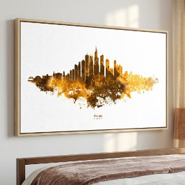 Chicago City Skyline Watercolor in Orange Fotodruck