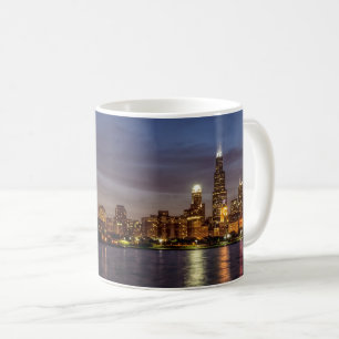 Chicago Cityscape Night Coffee Tasse