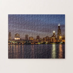 Chicago Cityscape Night Puzzle