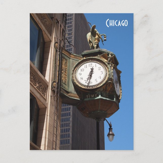Chicago Clock Postcard Postkarte (Vorderseite)