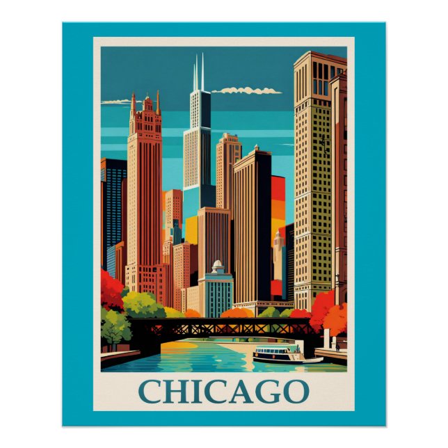 Chicago Colorful Cityscape Poster (Vorderseite)
