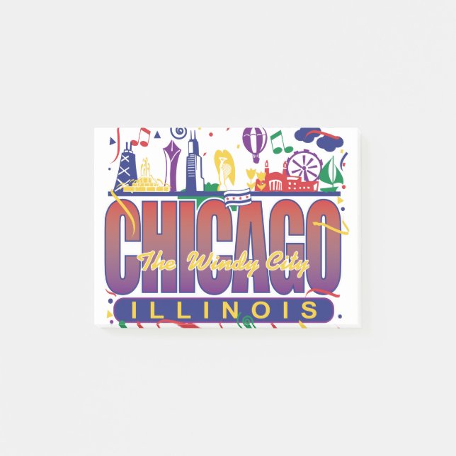 Chicago Confetti Post-it Klebezettel (Vorderseite)