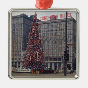 Chicago Congress Hotel Weihnachtsbaum 1963 Foto Silbernes Ornament
