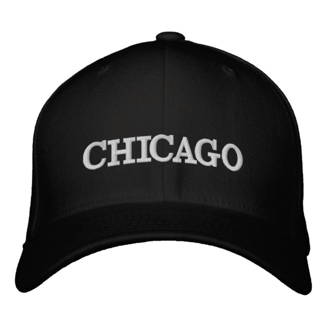 CHICAGO Custom Sticked Basic Flexfit Wool Cap Bestickte Baseballkappe (Vorderseite)