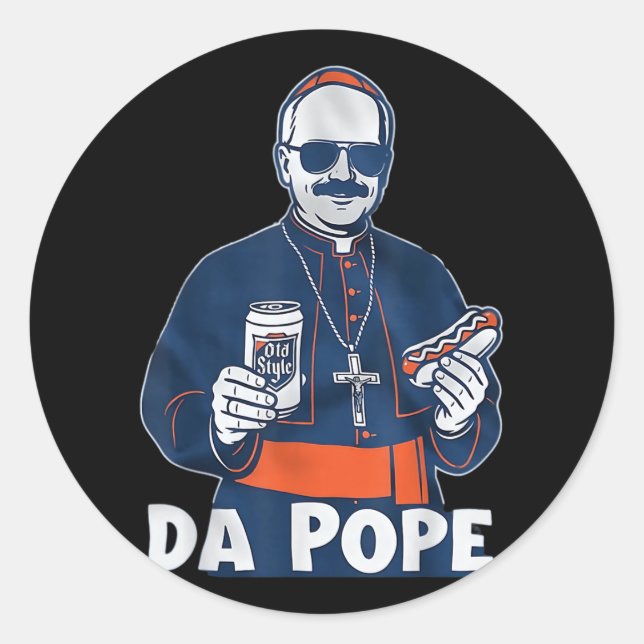 Chicago Da Pope Funny Spaß Katholisch Runder Aufkleber (Vorderseite)