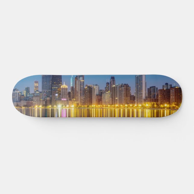 Chicago Dawn Cityscape Skateboard (Horizontal)