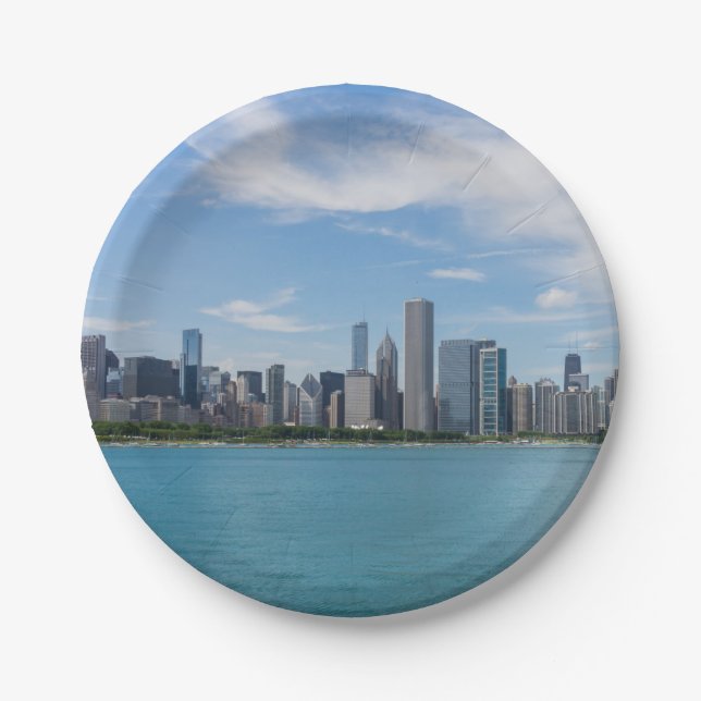 Chicago Day Cityscape Pappteller (Vorderseite)