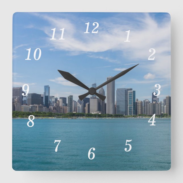 Chicago Day Cityscape Wall Uhr (Vorderseite)
