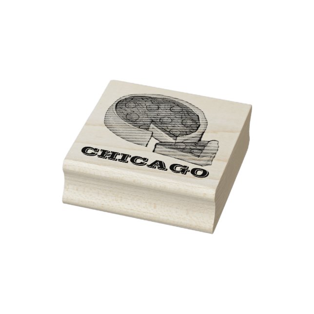 Chicago Deep Dish Pepperoni Käse Pizza Pie Slice Gummistempel (Stempel)