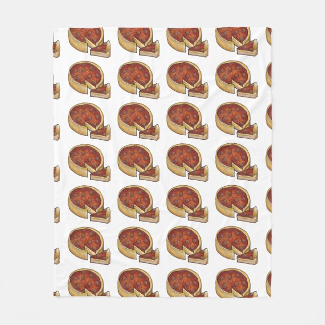 Chicago Deep Dish Pepperoni Pizza Pie Slice Fleecedecke (Vorderseite)