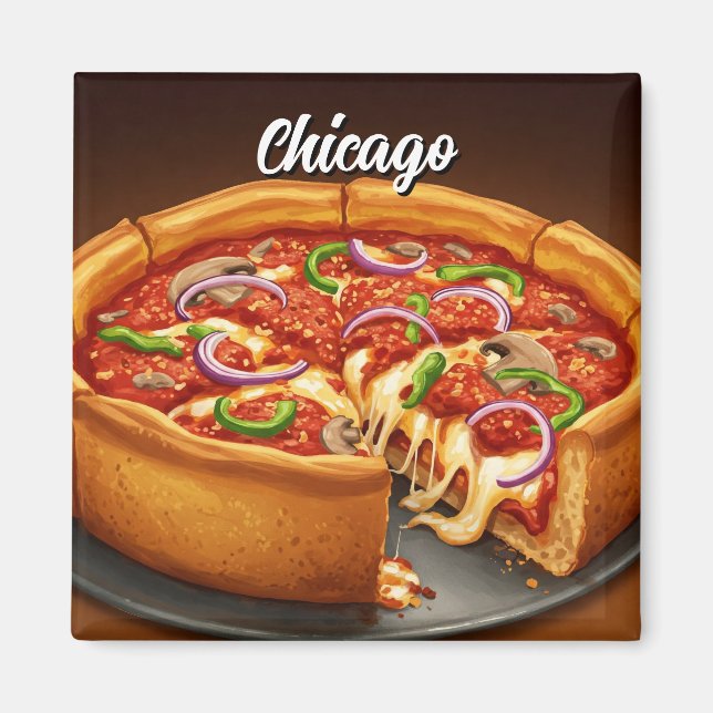 Chicago Deep Dish Pizza Magnet (Vorne)
