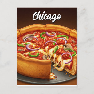 Chicago Deep Dish Pizza Postkarte