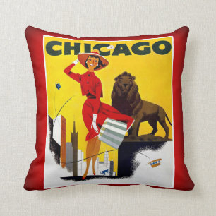Chicago der Vintage Tourismus windige Stadt USA Kissen