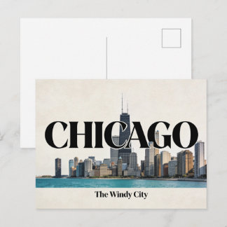 Chicago Die Windige Stadt Vintage Reise Postkarte