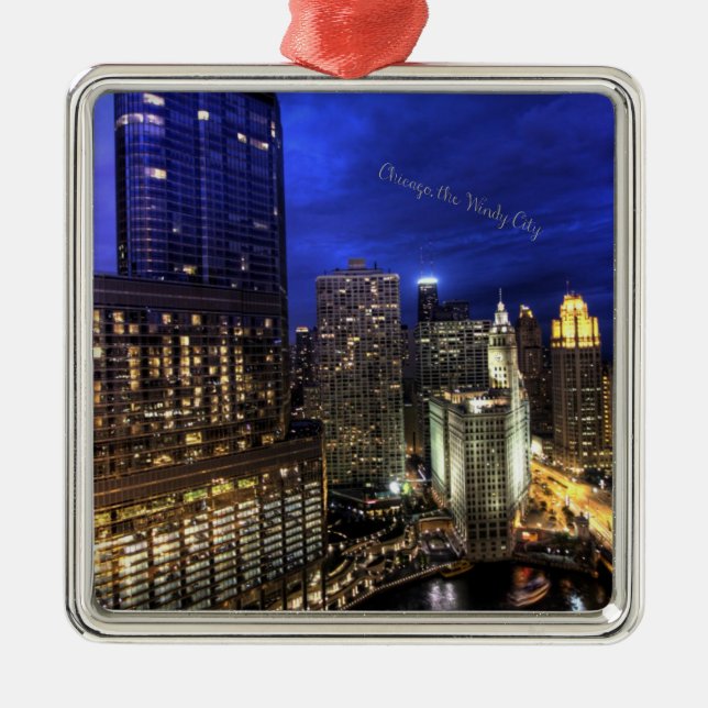 Chicago, die windy City Ornament Aus Metall (Vorne)