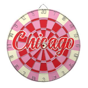 Chicago editierbarer Text Vintage Rosa und Rotes D Dartscheibe