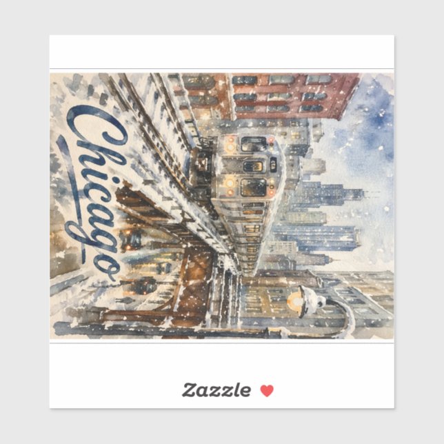 Chicago-El-Zug im Winterschnee Aufkleber (Blatt)
