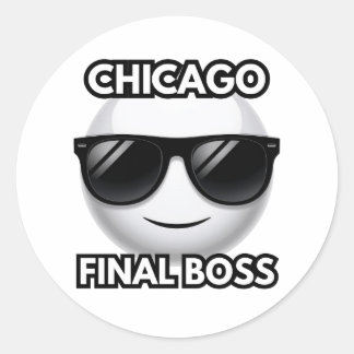 Chicago Endboss Cool Emoji Runder Aufkleber