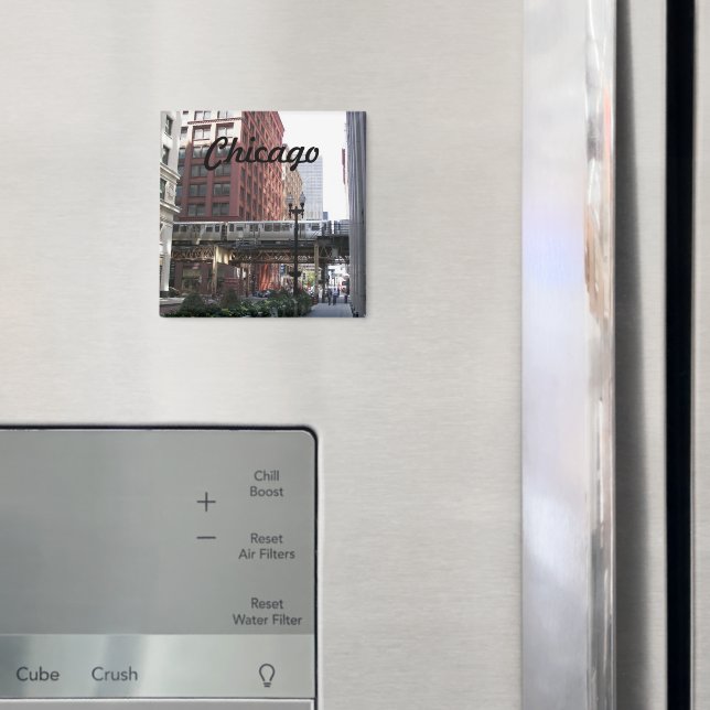 Chicago erhöhte Zug-Foto Magnet (In Situ (Kühlschrank))