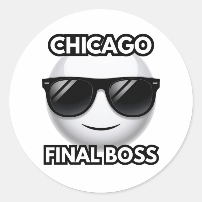 Chicago Final Boss Cool Emoji  Runder Aufkleber (Vorderseite)