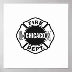 Chicago Fire Dept Black Logo Poster