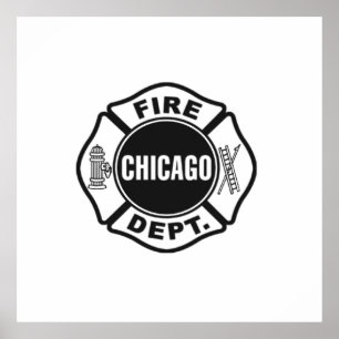 Chicago Fire Dept Black Logo Poster