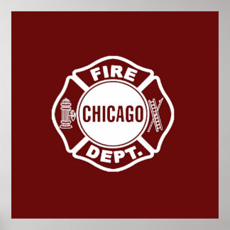 Chicago Fire Dept White Logo Poster