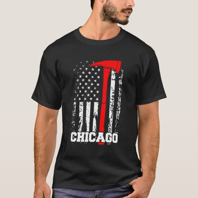 Chicago Firefighter Shirt Fireman American Flag Gi (Vorderseite)
