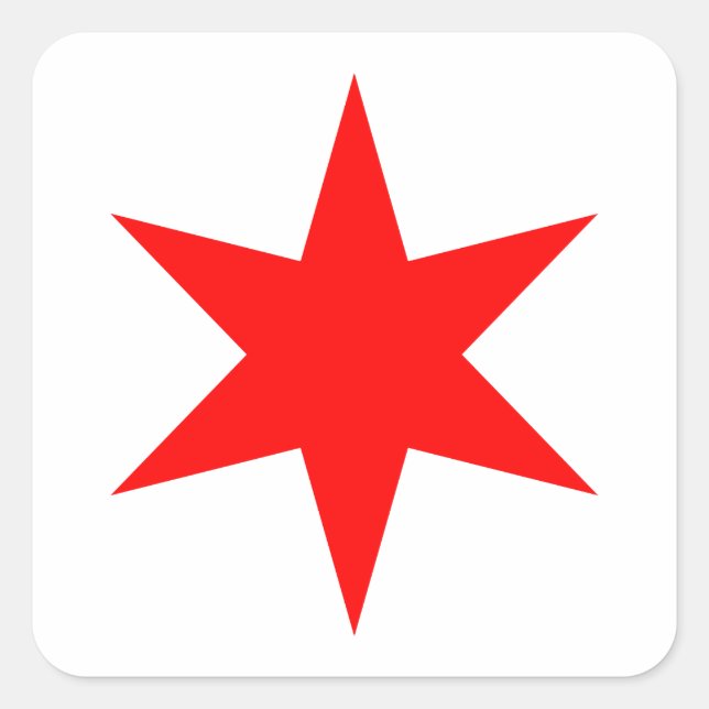 Chicago Flag 6-Punkte-Star Quadratischer Aufkleber (Vorderseite)