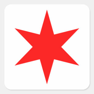Chicago Flag 6-Punkte-Star Quadratischer Aufkleber