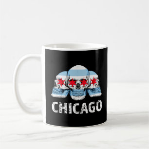 Chicago Flag Artwork für Men Chicago mit Skulls Kaffeetasse