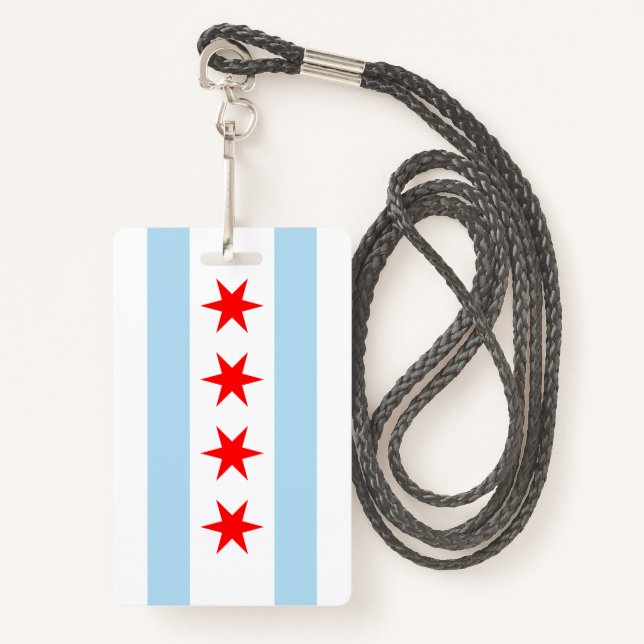 Chicago Flag Ausweis (Vorderseite mit Schlüsselband)